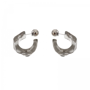 韩国简约奢华复古灰色C形百搭气质高级设计感耳钉耳饰