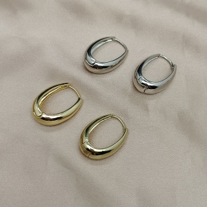 【真金电镀】韩国简约椭圆冷淡复古气质轻奢小众高级设计感耳扣耳饰【环保】