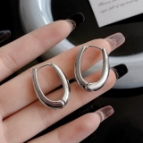 【真金电镀】韩国简约椭圆冷淡复古气质轻奢小众高级设计感耳扣耳饰【环保】