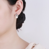 S925银针韩国满钻树叶珍珠夏季独特小众设计感2022年新款潮耳钉耳饰