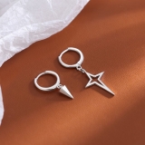 S925银针韩国简约十字架星星不对称小众轻奢气质高级设计感耳扣耳饰