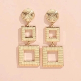 韩国简约欧美圆形方形花纹时尚轻奢小众气质高级设计感耳钉耳饰