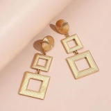 韩国简约欧美圆形方形花纹时尚轻奢小众气质高级设计感耳钉耳饰