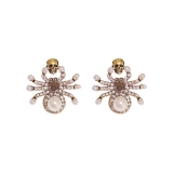 银针镶钻珍珠蜘蛛耳环甜酷风暗黑耳钉个性复古创意小众耳饰女