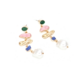 韩国简约欧美时尚不规则几何镶珍珠百搭小清新少女气质耳钉耳饰