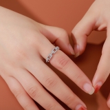 【真金电镀】韩国简约字母镶钻双层镂空轻奢小众气质开口戒指【环保】