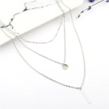 韩国简约欧美复古时尚亮片多层轻奢小众气质锁骨项链