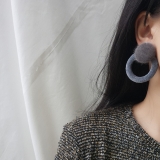 S925银针韩国简约气质复古毛丝绒圆圈超仙轻奢小众高级设计感耳钉耳饰