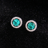 【真金电镀】韩国简约复古时尚彩色水晶轻奢小众气质高级设计感耳钉【环保】