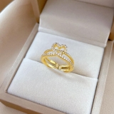 【真金电镀】韩国简约精致镶钻爱心轻奢小众时尚气质个性高级设计感戒指【环保】