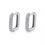 【真金电镀】韩国简约欧美拼接镶钻时尚个性气质光面矩形耳扣【环保】