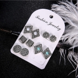 韩国简约欧美宝石轻奢小众气质高级设计感耳钉耳饰五件套