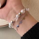 韩国串珠珍珠星星手链小众ins设计高级感锆石镶嵌轻奢复古潮手饰配饰