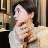 【真金电镀】韩国优雅轻奢微镶锆石交叉多层ins戒指女镂空冷淡风潮人指环女