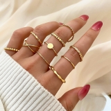欧美新款环保保色戒指套装 时尚轻奢风麻花交叉戒指10件套