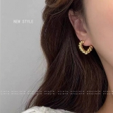 【真金电镀】韩国新款时尚麻花爱心耳坠ins大气简约18K镀金耳环高质量耳饰批发