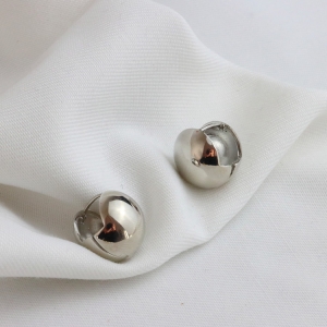 【真金电镀】韩国简约精致光面圆球百搭轻奢小众气质耳扣耳饰【环保】