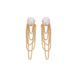 韩国珍珠链条流苏气质时尚轻奢高级设计感耳钉耳饰