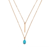 韩国简约欧美水滴松石金属链条流苏多层轻奢小众气质高级设计感项链