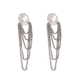韩国珍珠链条流苏气质时尚轻奢高级设计感耳钉耳饰