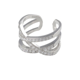 【真金电镀】韩国优雅轻奢微镶锆石交叉多层ins戒指女镂空冷淡风潮人指环女