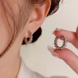 【真金电镀】韩版2021年新款质感耳环扭曲麻花耳圈小众设计感小巧耳钉耳饰女