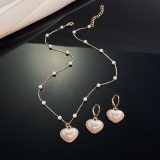 韩国简约欧美人鱼姬珍珠镶钻爱心法式轻奢气质小众高级设计感套装项链