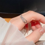 【真金电镀】韩国简约交叉镶钻小众轻奢时尚高级设计感开口可调节戒指【环保】