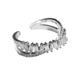 【真金电镀】韩国简约交叉镶钻小众轻奢时尚高级设计感开口可调节戒指【环保】