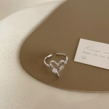 【真金电镀】韩国简约精致小众爱心镂空镶钻个性甜酷高级设计感戒指【环保】