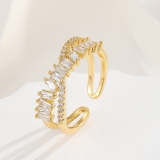 【真金电镀】韩国简约交叉镶钻小众轻奢时尚高级设计感开口可调节戒指【环保】