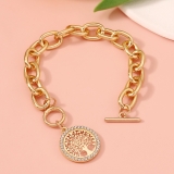 韩国简约欧美夸张圆形树叶时尚小众百搭个性轻奢高级设计感手链手饰