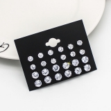 S925银针韩国简约欧美时尚圆形钻石轻奢小众气质高级设计感耳钉套装