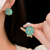 S925银针韩国简约精致镶钻花朵轻奢气质小众高级设计感耳钉耳饰