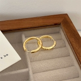 【真金电镀】金属耳环女素圈圆脸显瘦气质小众高级感圆环耳扣耳圈冷淡风耳饰潮