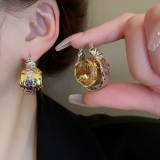欧美ins冷淡风耳圈潮耳饰小众设计金色肌理感耳环高级感夸张耳扣