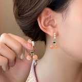 S925银针韩国简约清新甜美樱桃珍珠小众轻奢高级设计感耳钉耳饰