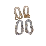 韩国简约镶钻珍珠椭圆小众轻奢气质百搭高级设计感耳钉耳饰