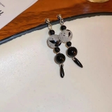 韩国简约新中式古风流苏串珠百搭小众复古高级设计感耳钉耳饰