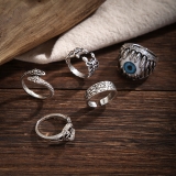韩国简约欧美恶魔之眼蛇蝎镂空多元素轻奢小众复古男款戒指五件套
