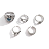 韩国简约欧美恶魔之眼蛇蝎镂空多元素轻奢小众复古男款戒指五件套