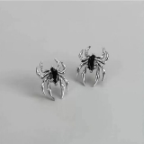 S925银针韩国简约蜘蛛暗黑系复古时尚个性轻奢小众高级设计感耳钉耳饰