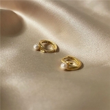 【真金电镀】韩国简约精致复古气质圆弧小众高级设计感耳扣耳饰【环保】