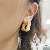 【真金电镀】欧美复古重工方形金色耳扣女小众设计感大气夸张耳环气质耳饰