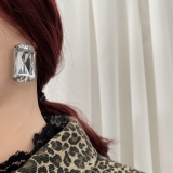 高级感耳环冷淡风方形耳坠复古霸气大宝石耳钉女气质耳饰耳环女