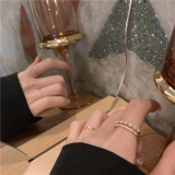 【真金电镀】感戒指女ins冷淡风微镶锆开口双层一体设计指环时尚气质百搭