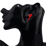 韩版时尚简约红色彩釉心形耳钉耳环跨境新款创意饰品厂家批发