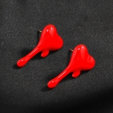 韩版时尚简约红色彩釉心形耳钉耳环跨境新款创意饰品厂家批发