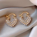韩国高级感爱心满钻珍珠耳环女小众设计轻奢气质耳扣气质小米珠耳钉