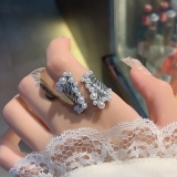 韩国艺术人鱼之歌珍珠戒指不规则交错宝石食指戒指女ins轻奢小众